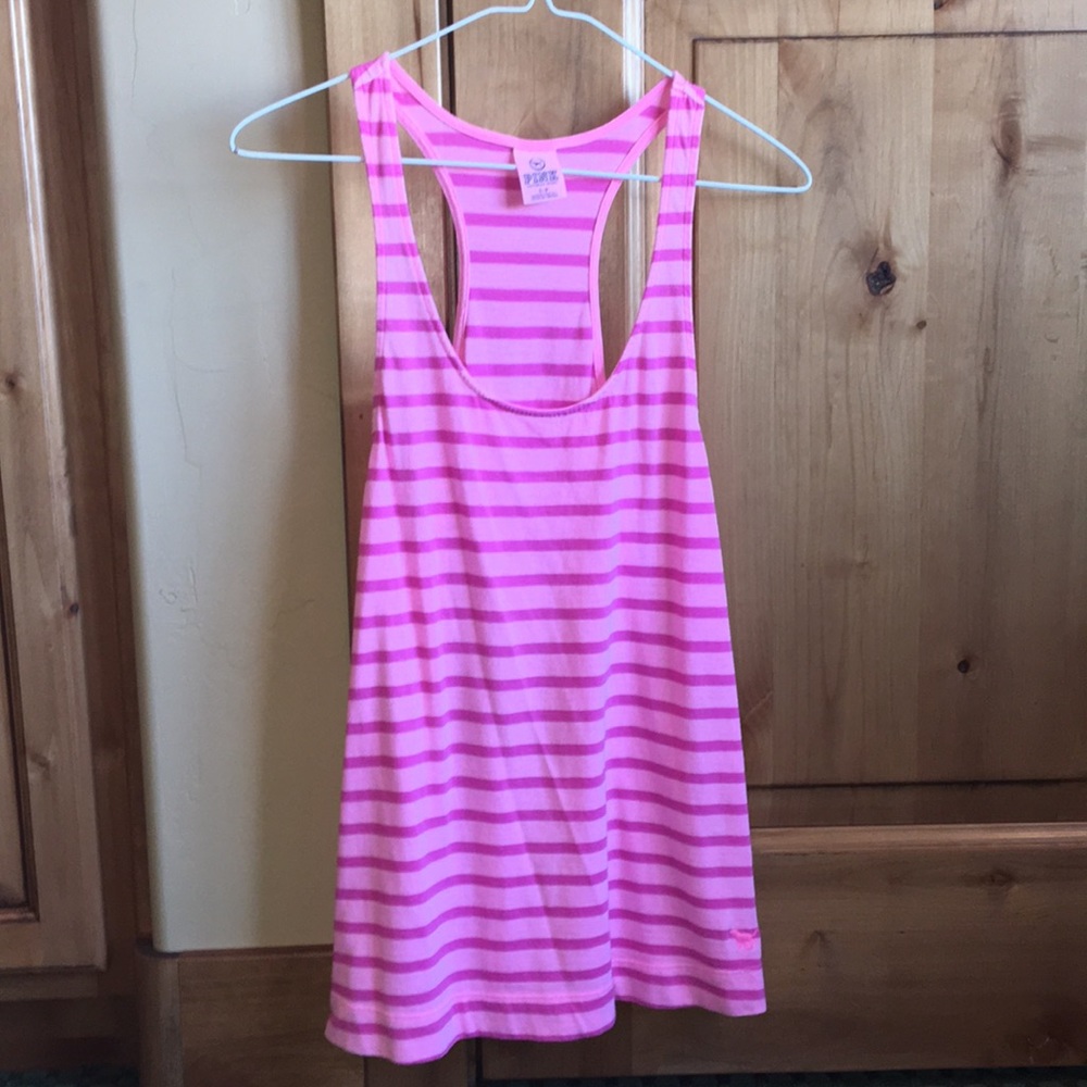 PINK Relaxed Fit Striped Tank